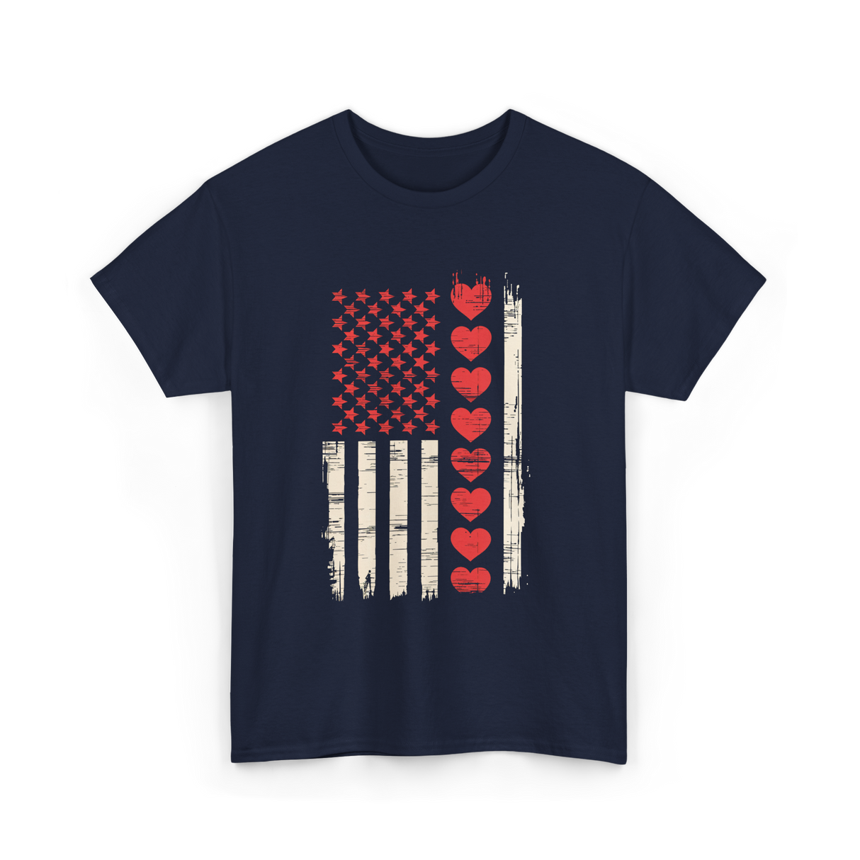 Valentine's Day Hearts Flag T-Shirt - Navy