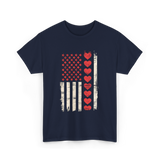 Valentine's Day Hearts Flag T-Shirt - Navy