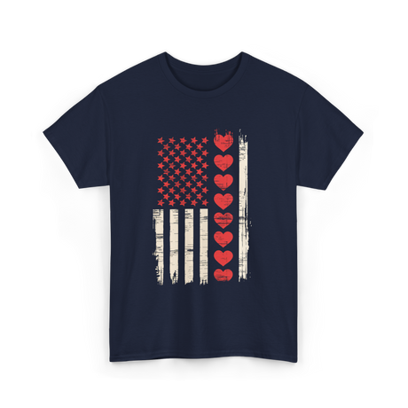 Valentine's Day Hearts Flag T-Shirt - Navy