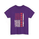 Valentine's Day Hearts Flag T-Shirt - Purple