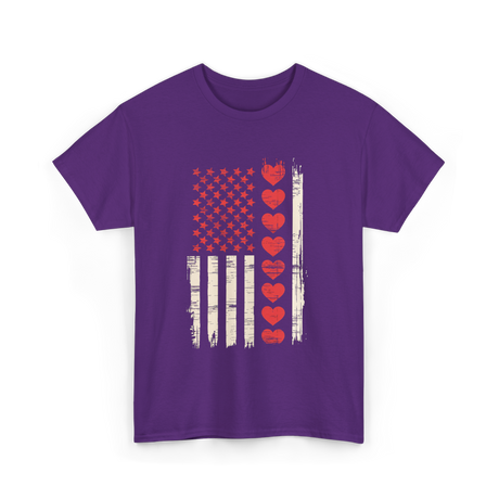 Valentine's Day Hearts Flag T-Shirt - Purple