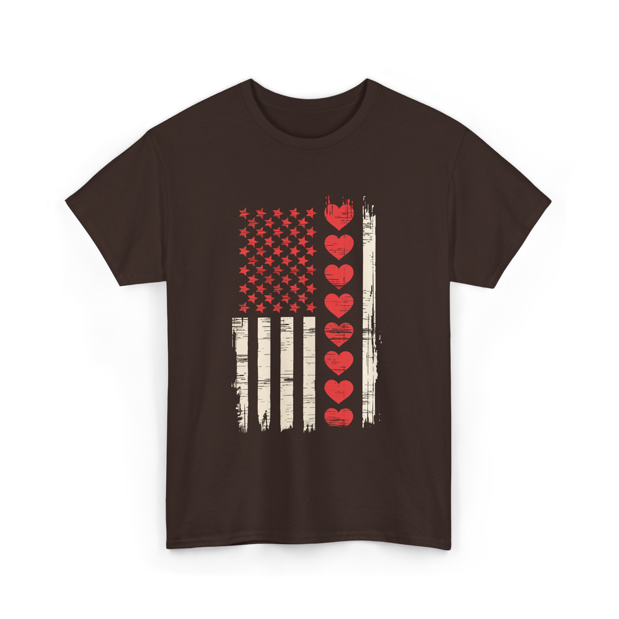 Valentine's Day Hearts Flag T-Shirt - Dark Chocolate