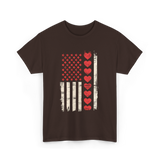 Valentine's Day Hearts Flag T-Shirt - Dark Chocolate