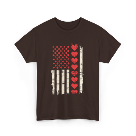 Valentine's Day Hearts Flag T-Shirt - Dark Chocolate