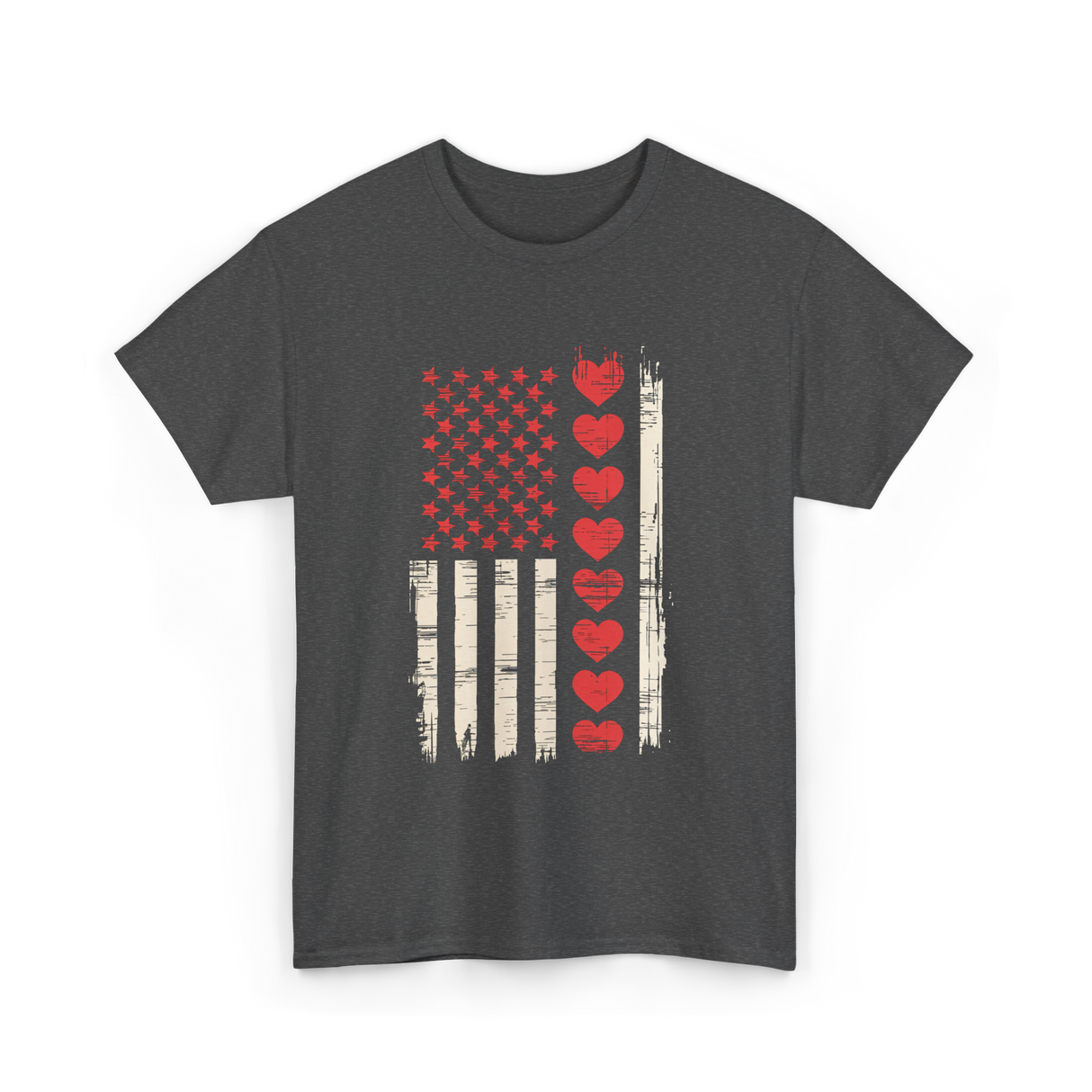 Valentine's Day Hearts Flag T-Shirt - Dark Heather