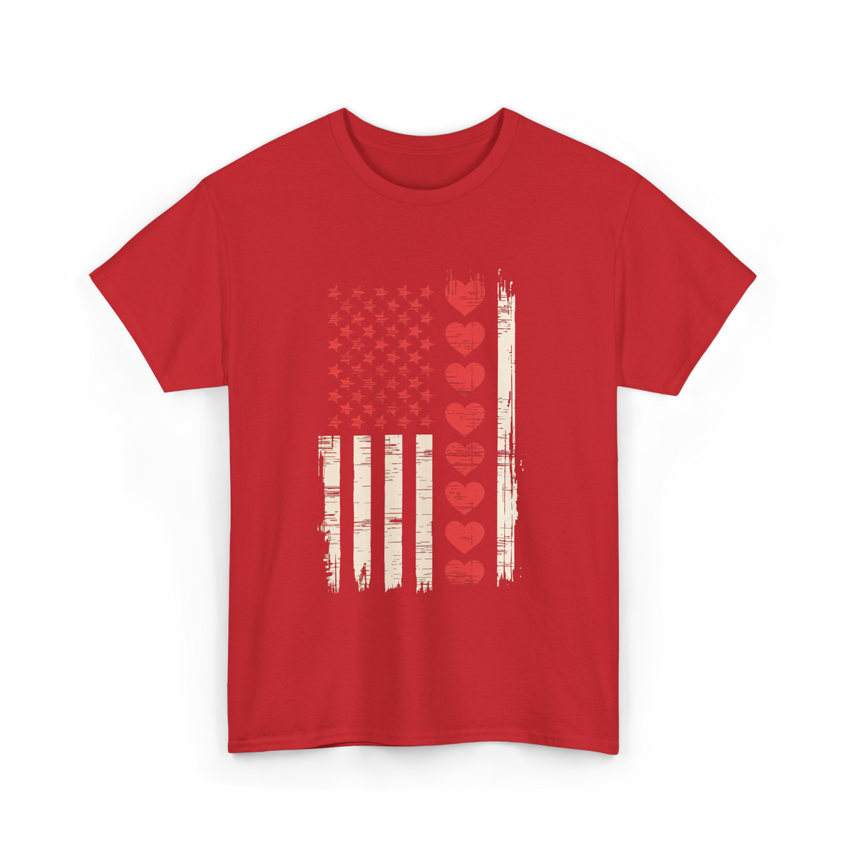 Valentine's Day Hearts Flag T-Shirt - Red