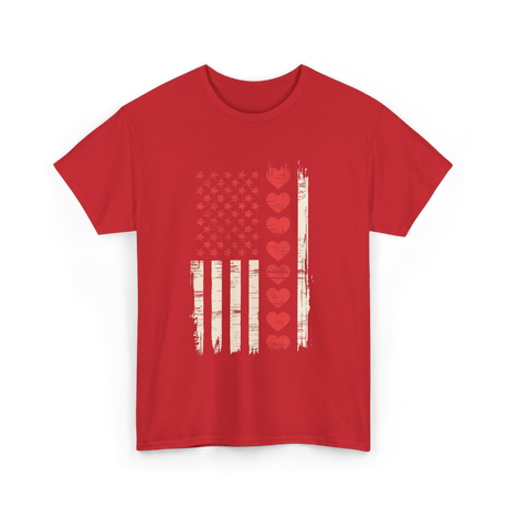 Valentine's Day Hearts Flag T-Shirt - Red