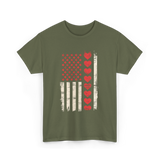 Valentine's Day Hearts Flag T-Shirt - Military Green