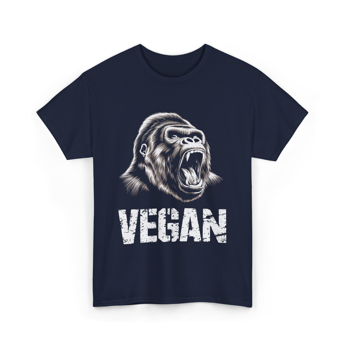 Vegan Gorilla Animal Veganism T-Shirt - Navy