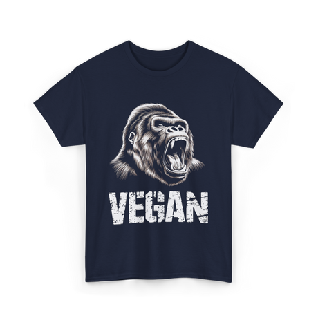 Vegan Gorilla Animal Veganism T-Shirt - Navy