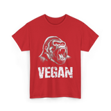 Vegan Gorilla Animal Veganism T-Shirt - Red