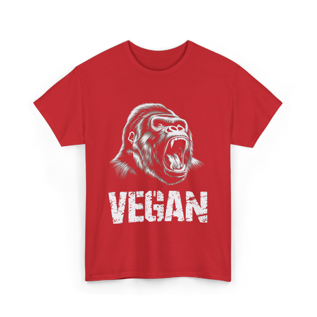 Vegan Gorilla Animal Veganism T-Shirt - Red