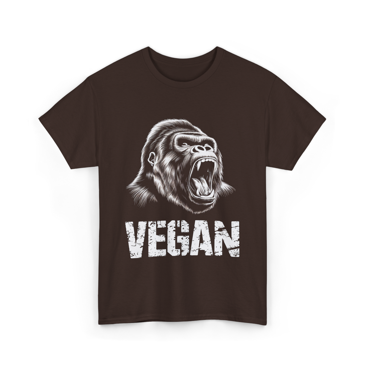 Vegan Gorilla Animal Veganism T-Shirt - Dark Chocolate