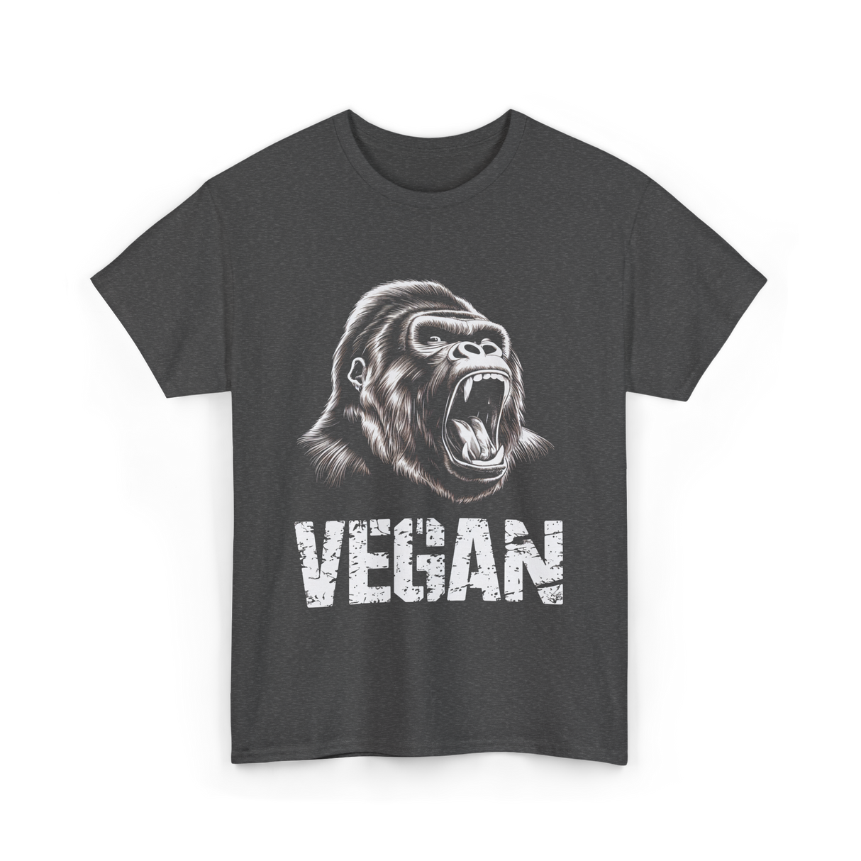 Vegan Gorilla Animal Veganism T-Shirt - Dark Heather