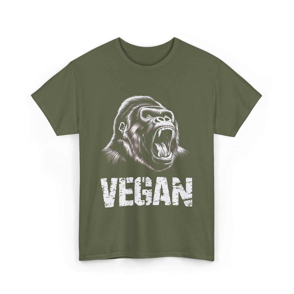 Vegan Gorilla Animal Veganism T-Shirt - Military Green