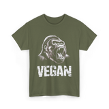 Vegan Gorilla Animal Veganism T-Shirt - Military Green