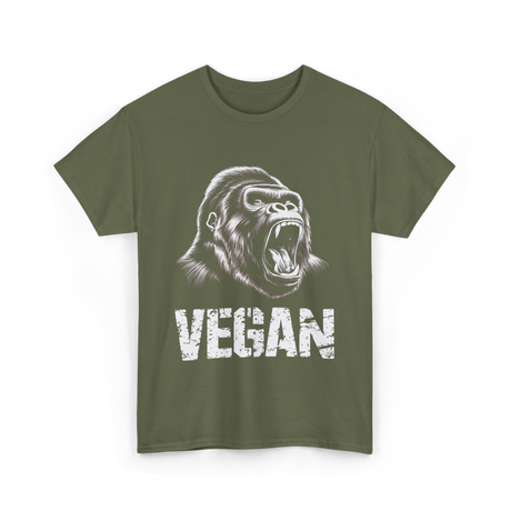 Vegan Gorilla Animal Veganism T-Shirt - Military Green