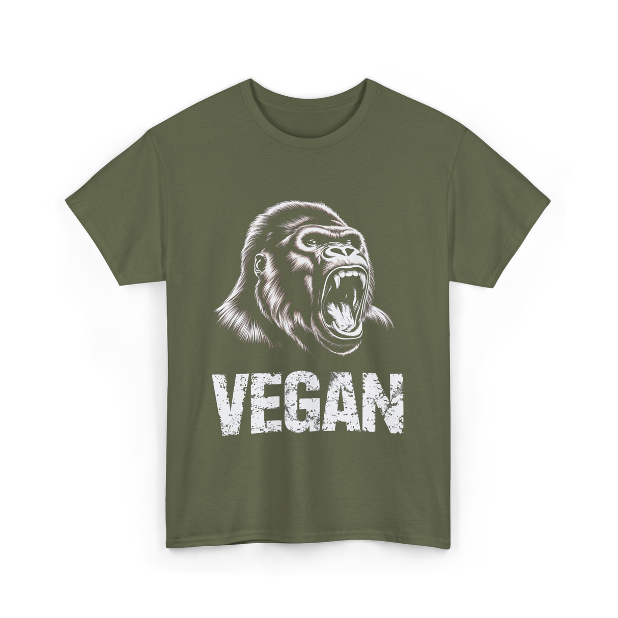 Vegan Gorilla Veganism T-Shirt - Military Green