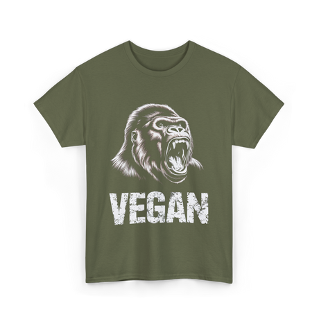 Vegan Gorilla Veganism T-Shirt - Military Green