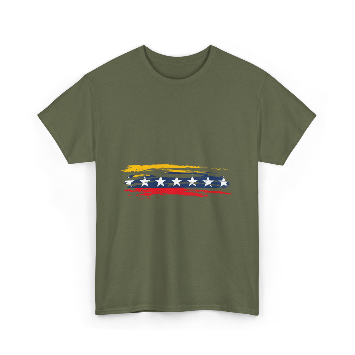 Venezuela 7 Big Stars Flag T-Shirt - Military Green