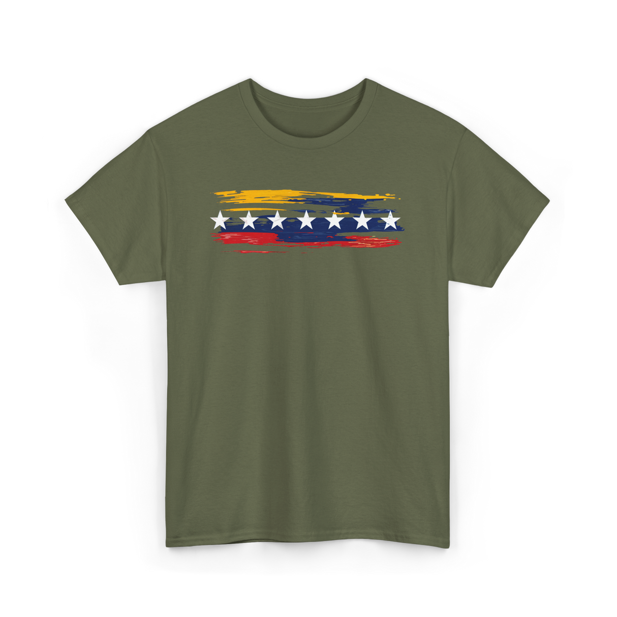 Venezuela Seven Stars Flag Art Patriotism T-Shirt - Military Green