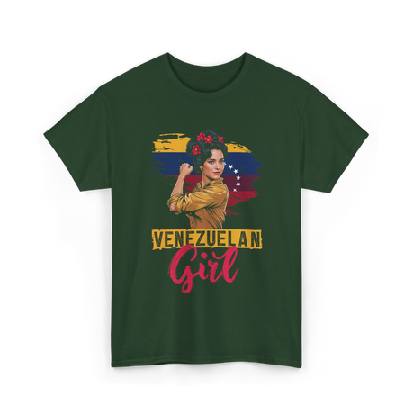 Venezuelan Girl Latin American Heritage T-Shirt - Forest Green