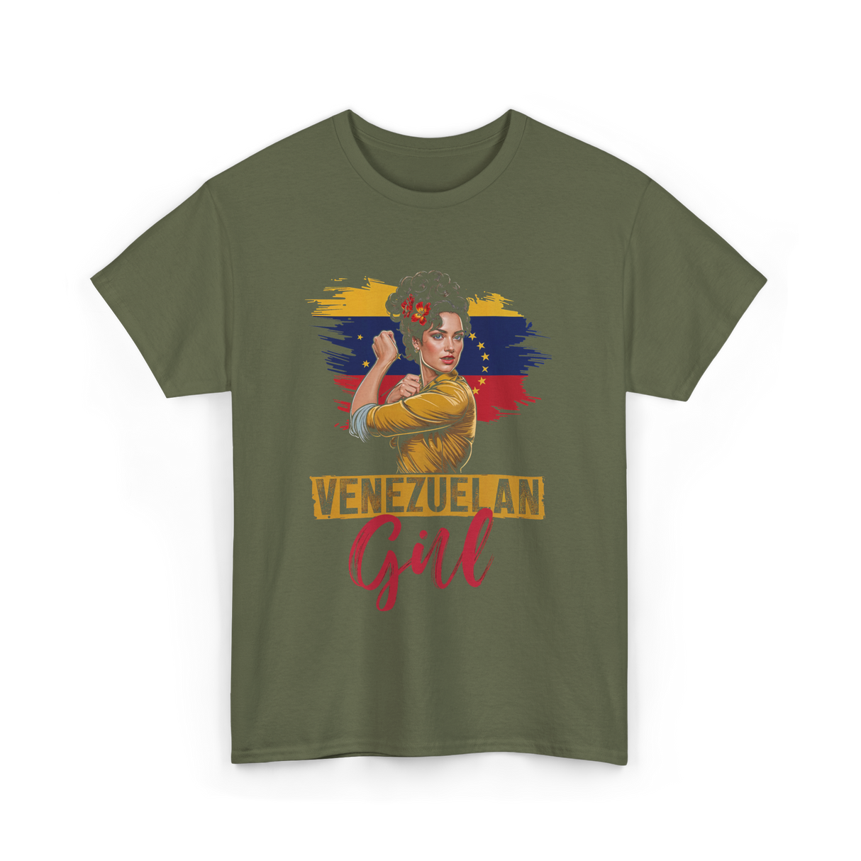 Venezuelan Girl Proud Venezuela T-Shirt - Military Green