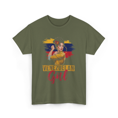 Venezuelan Girl Proud Venezuela T-Shirt - Military Green