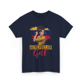 Venezuelan Girl Proud Venezuela T-Shirt - Navy