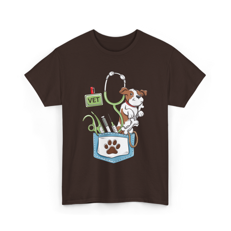 Vet Tech Dog Veterinarian T-Shirt - Dark Chocolate