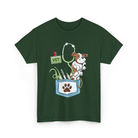 Vet Tech Dog Veterinarian T-Shirt - Forest Green