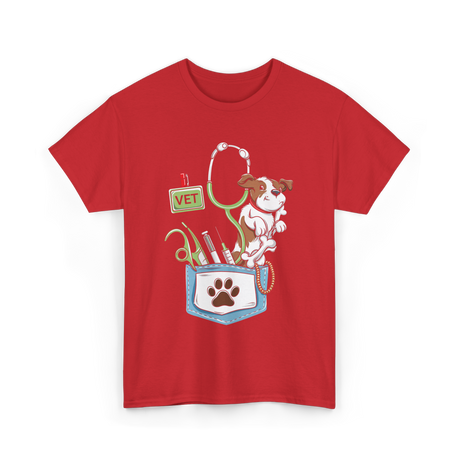 Vet Tech Dog Veterinarian T-Shirt - Red