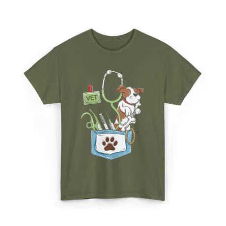 Vet Tech Dog Veterinarian T-Shirt - Military Green