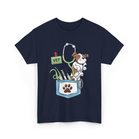 Vet Tech Dog Veterinarian T-Shirt - Navy