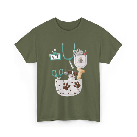 Vet Tech Love Animals Care T-Shirt - Military Green