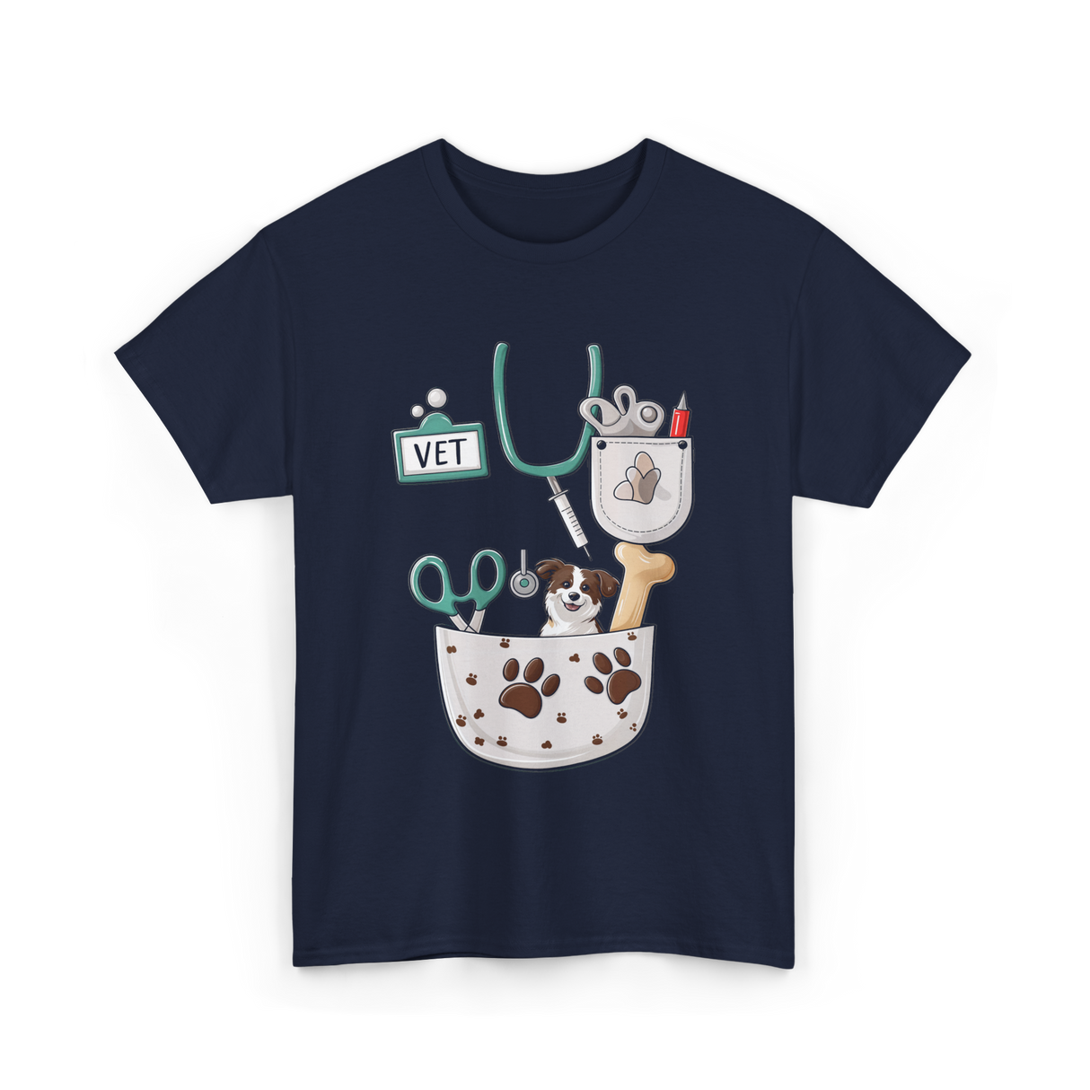 Vet Tech Love Animals Care T-Shirt - Navy