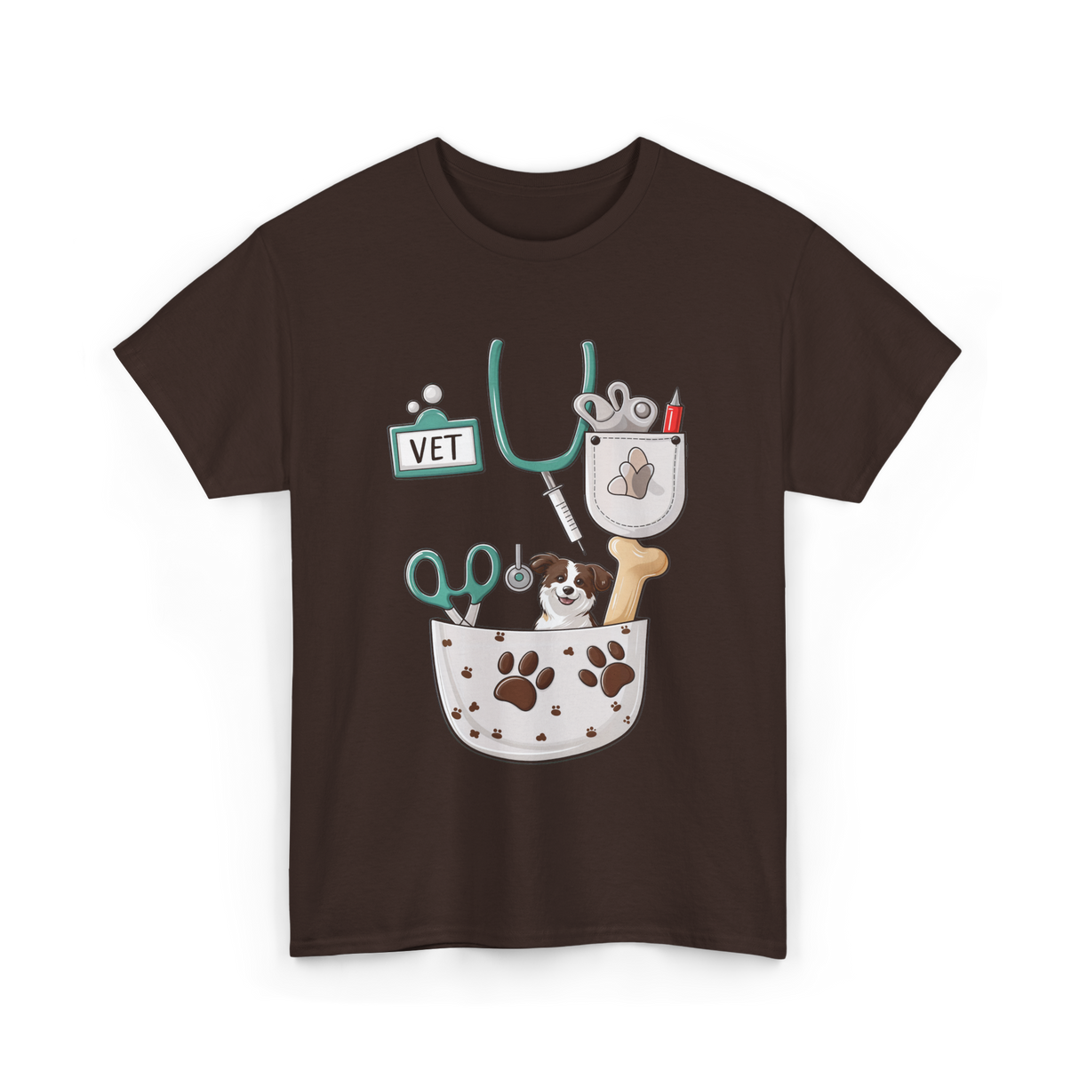 Vet Tech Love Animals Care T-Shirt - Dark Chocolate