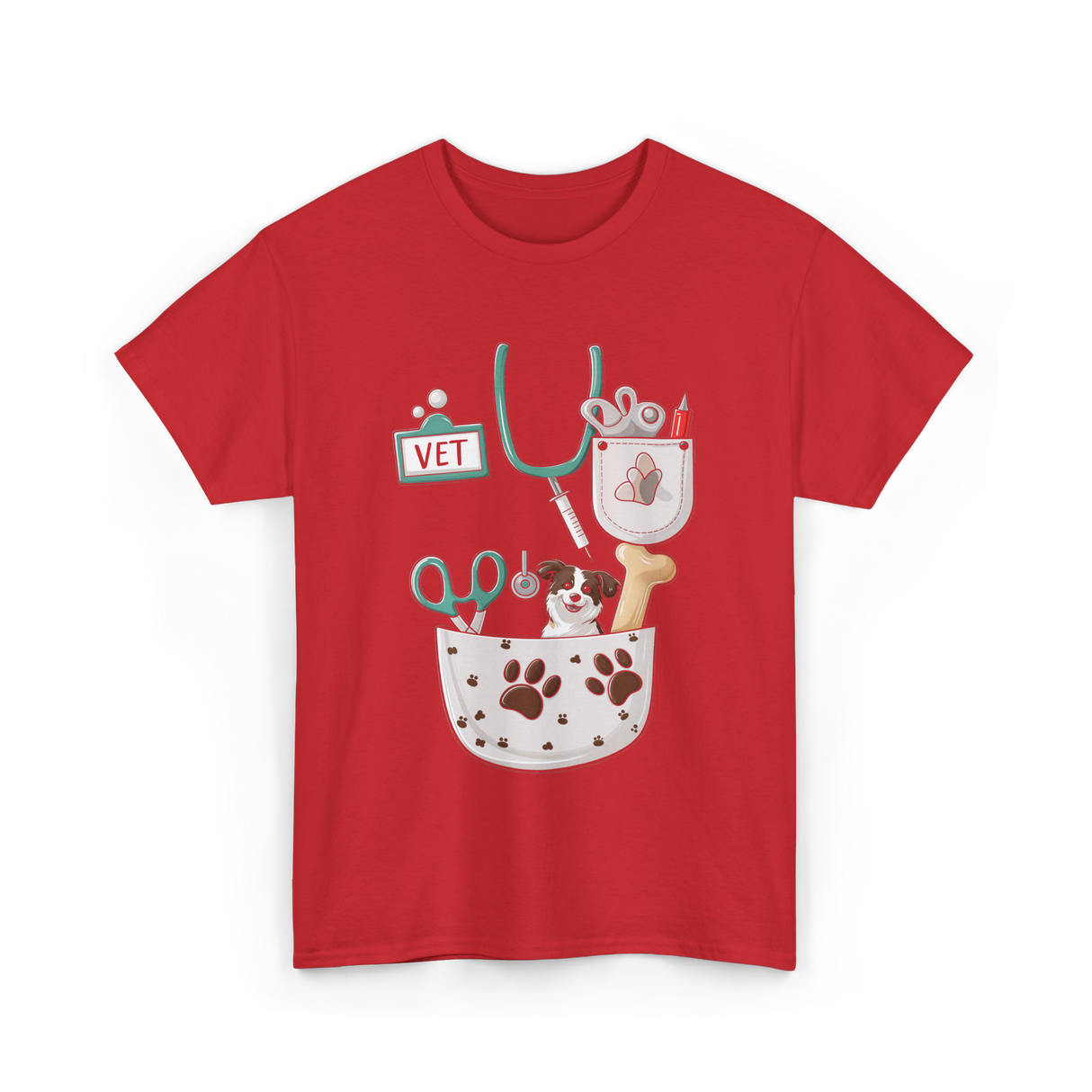 Vet Tech Love Animals Care T-Shirt - Red