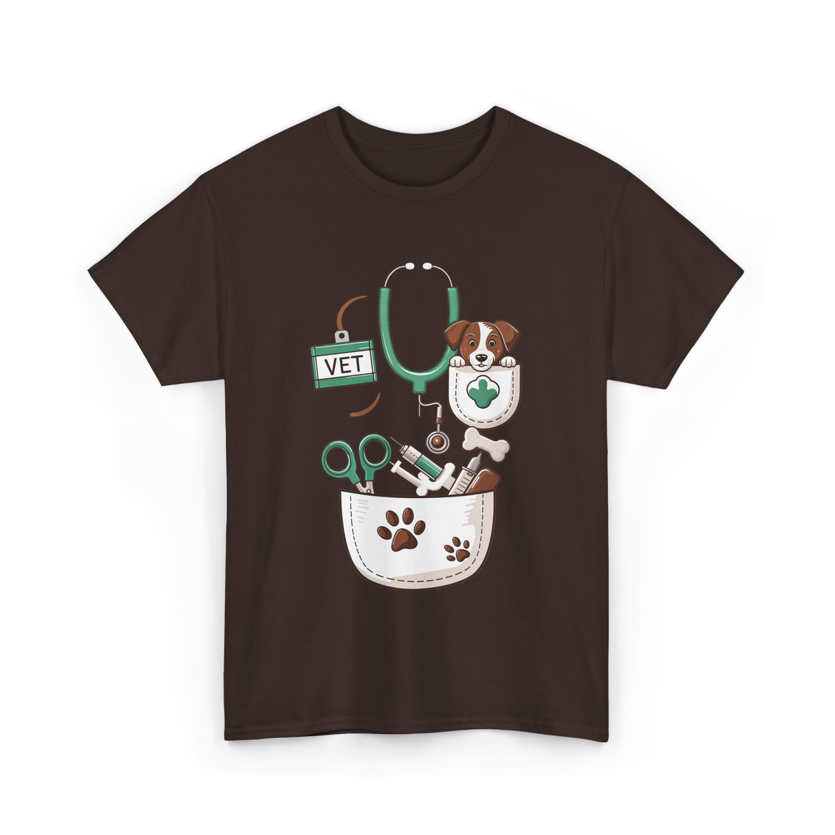 Vet Tools and Pets Veterinary T-Shirt - Dark Chocolate