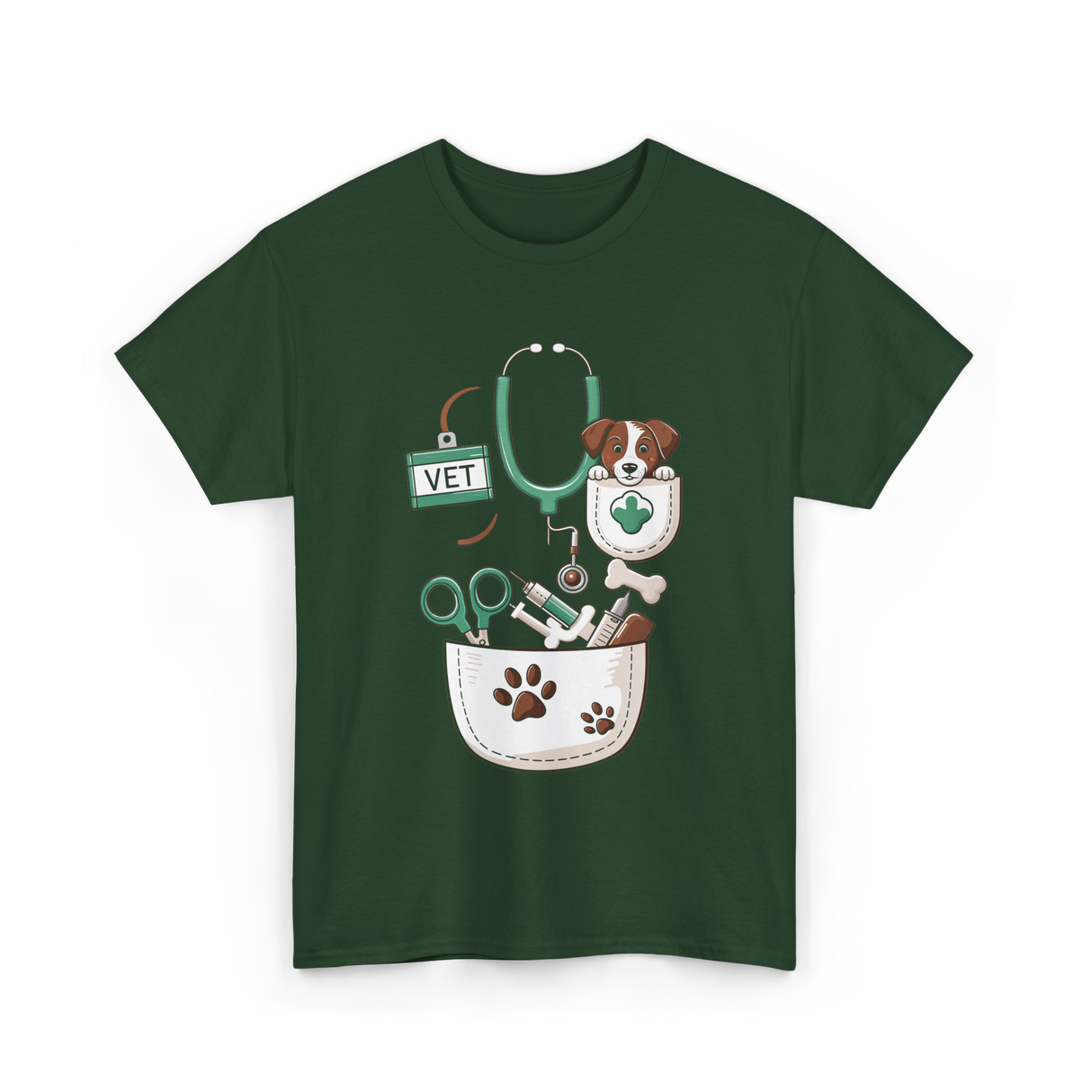 Vet Tools and Pets Veterinary T-Shirt - Forest Green