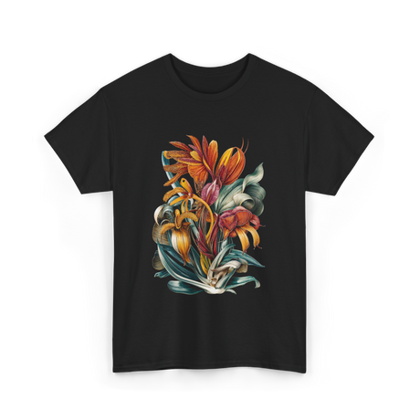 Vintage Botanical Plants Floral Art T-Shirt - Black