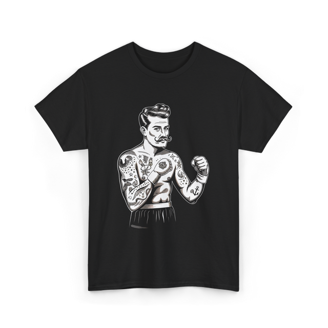 Vintage Boxing Champion Tattoo Fighter Art T-Shirt - Black