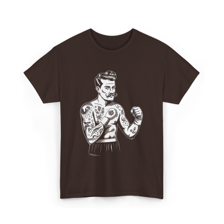 Vintage Boxing Champion Tattoo Fighter Art T-Shirt - Dark Chocolate