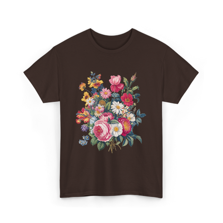 Vintage Floral Bouquet Gardening T-Shirt - Dark Chocolate