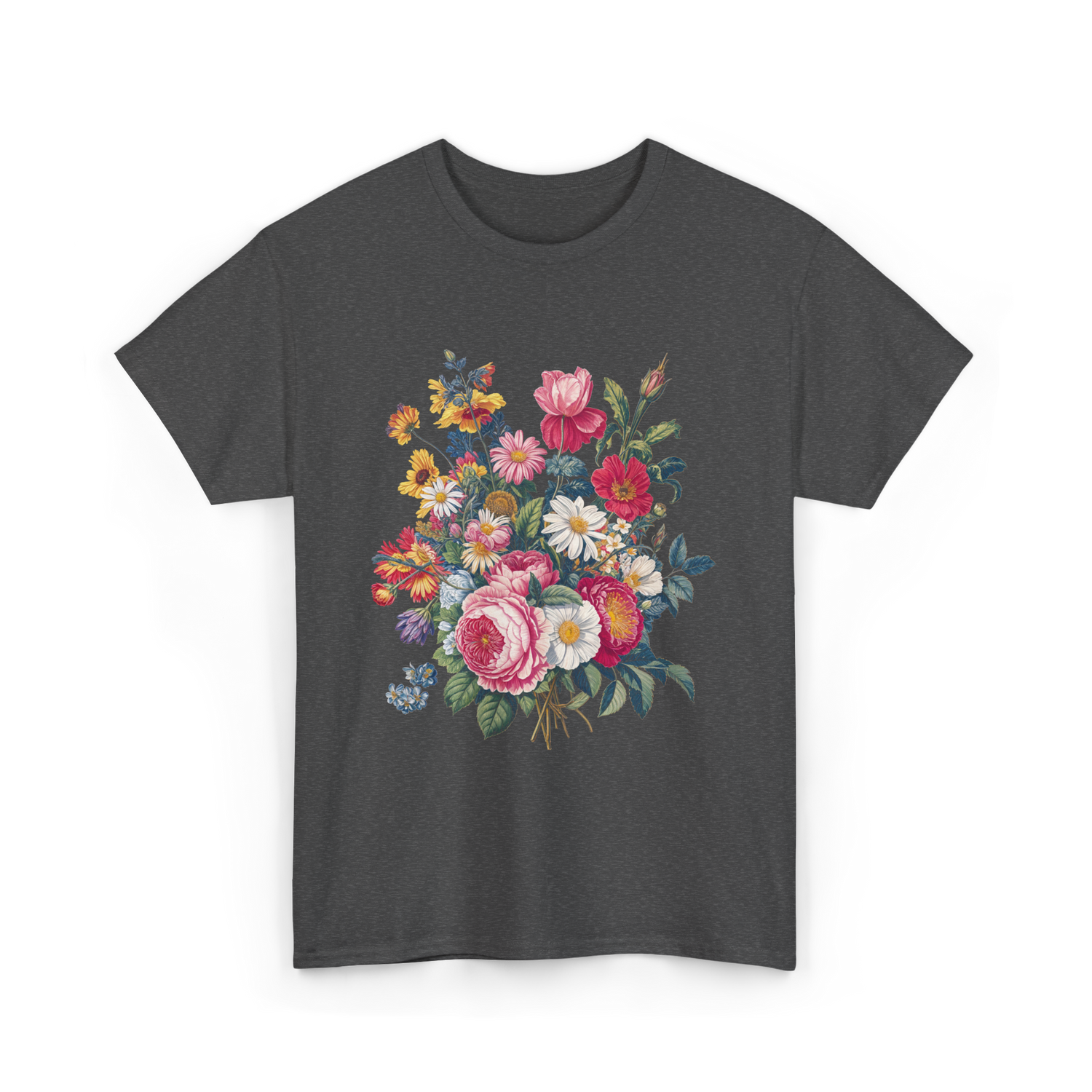 Vintage Floral Bouquet Gardening T-Shirt - Dark Heather