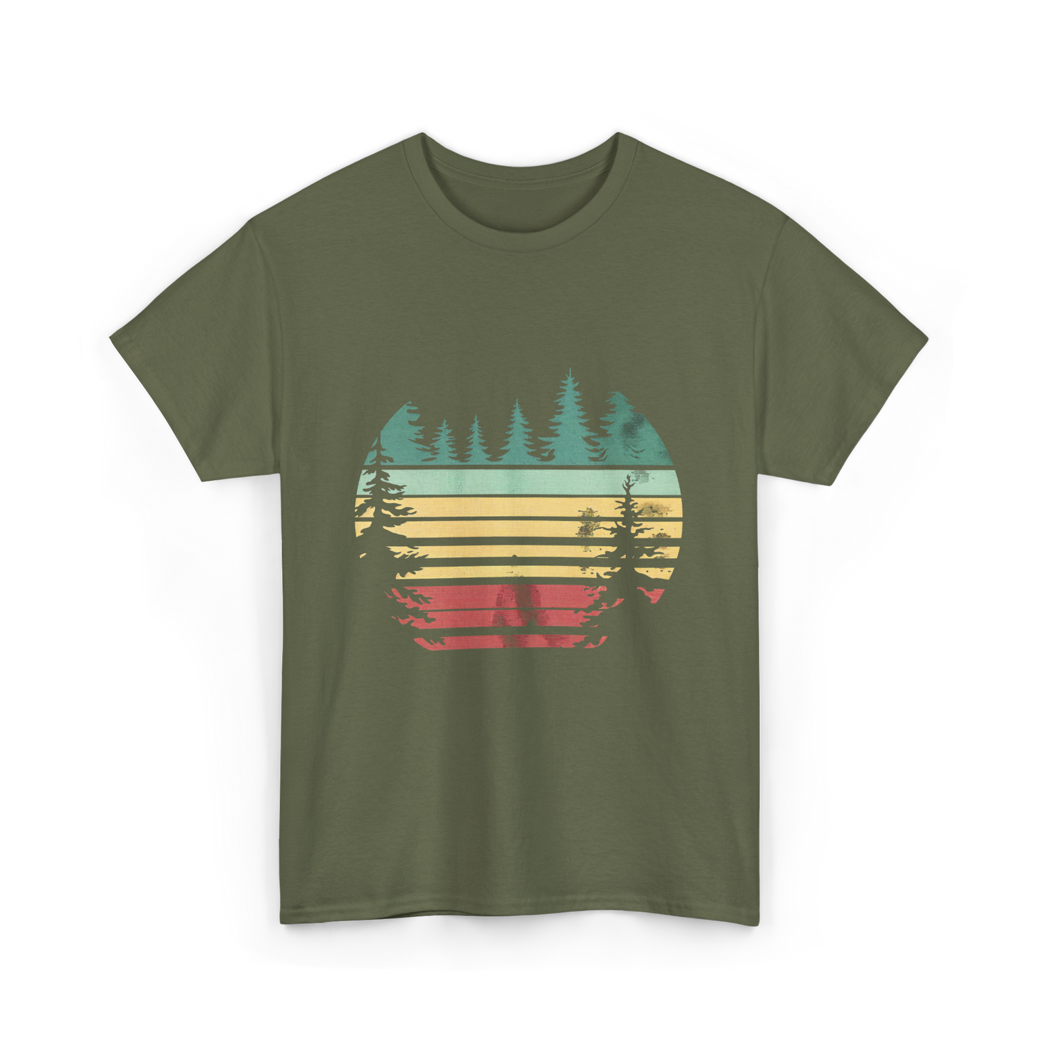 Vintage Forest Nature Outdoors T-Shirt - Military Green