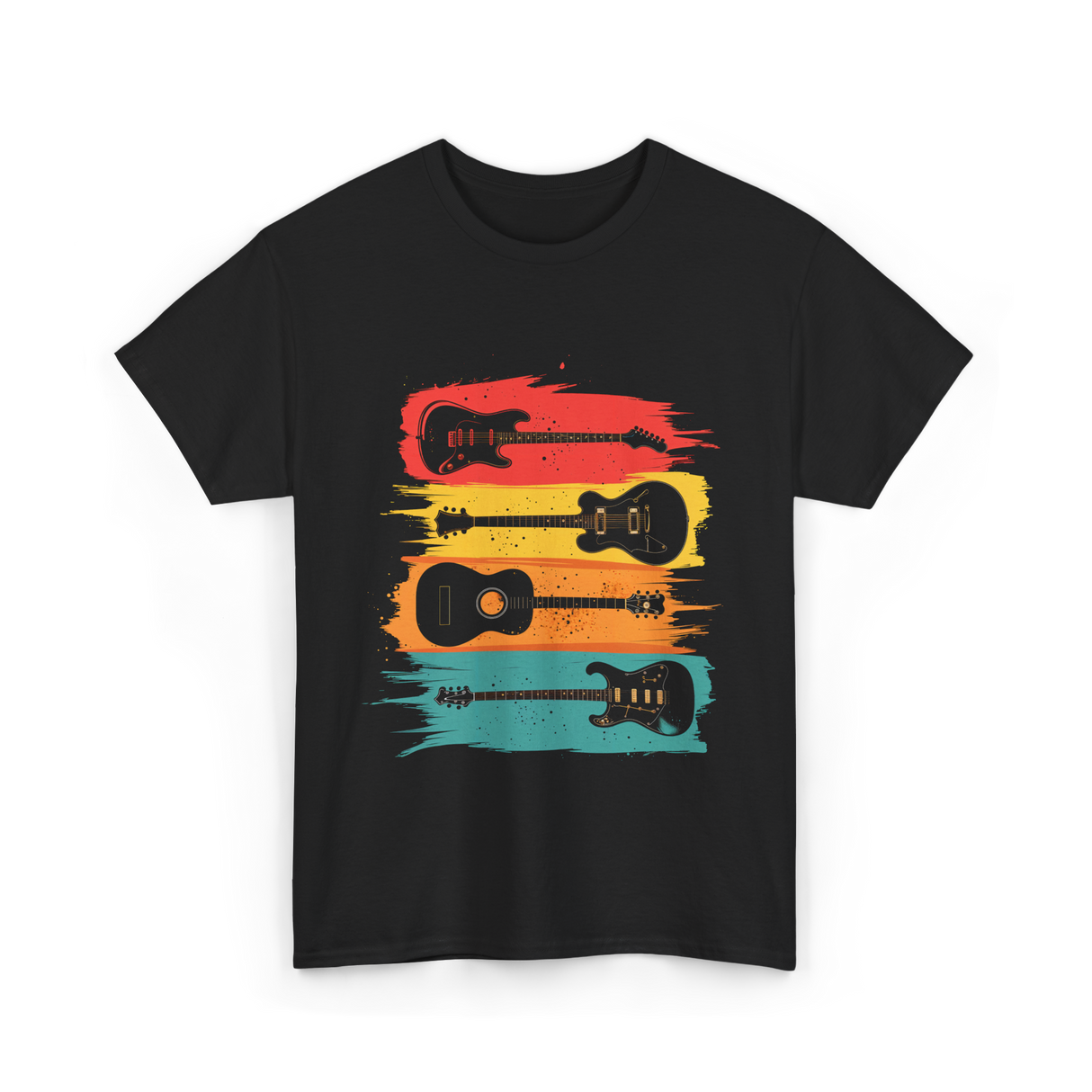 Vintage Guitars Music Guitarist T-Shirt - Black