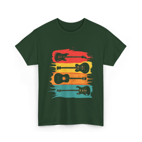 Vintage Guitars Music Guitarist T-Shirt - Forest Green