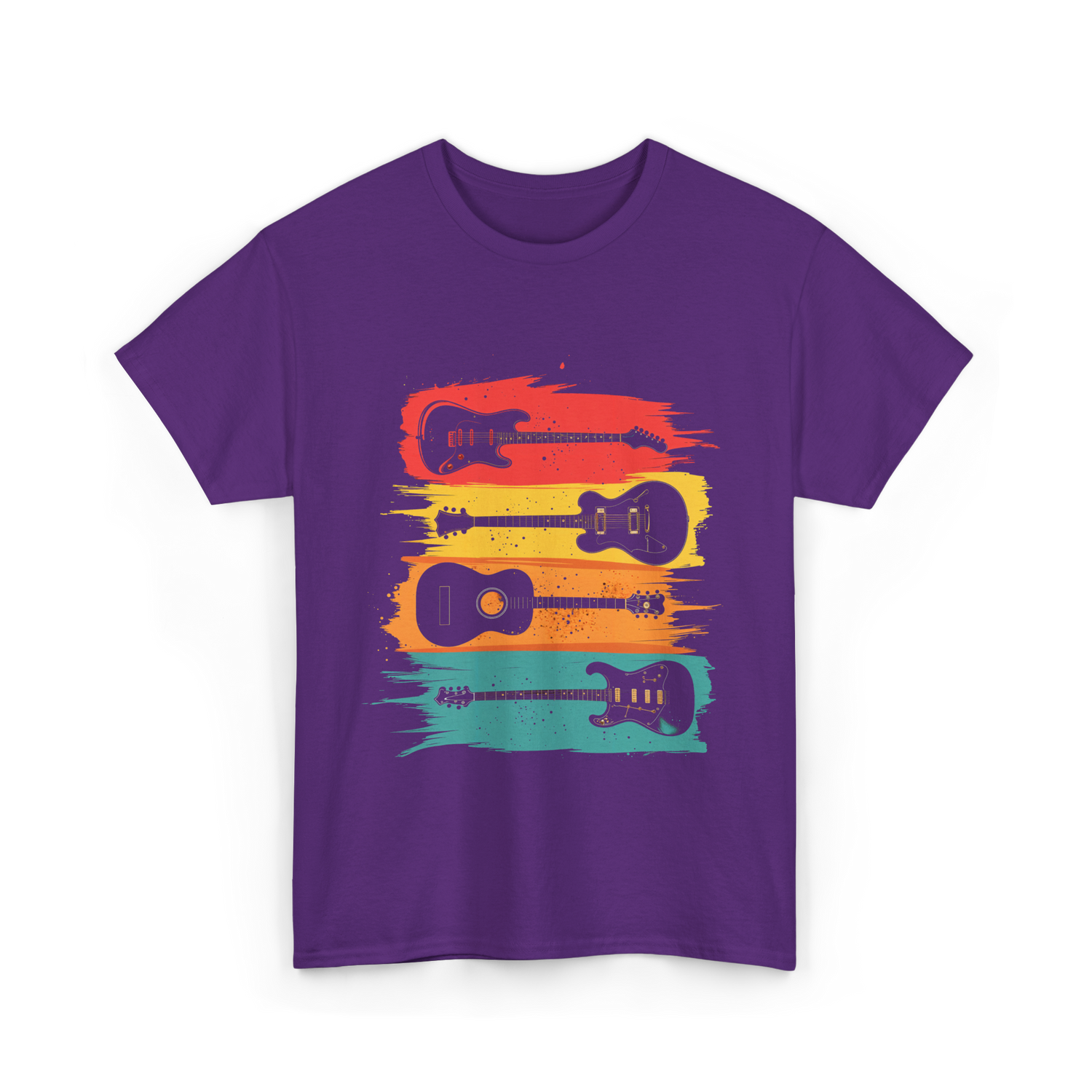 Vintage Guitars Music Guitarist T-Shirt - Purple