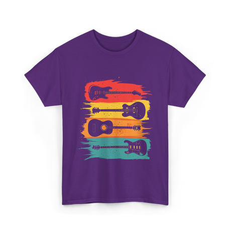 Vintage Guitars Music Guitarist T-Shirt - Purple